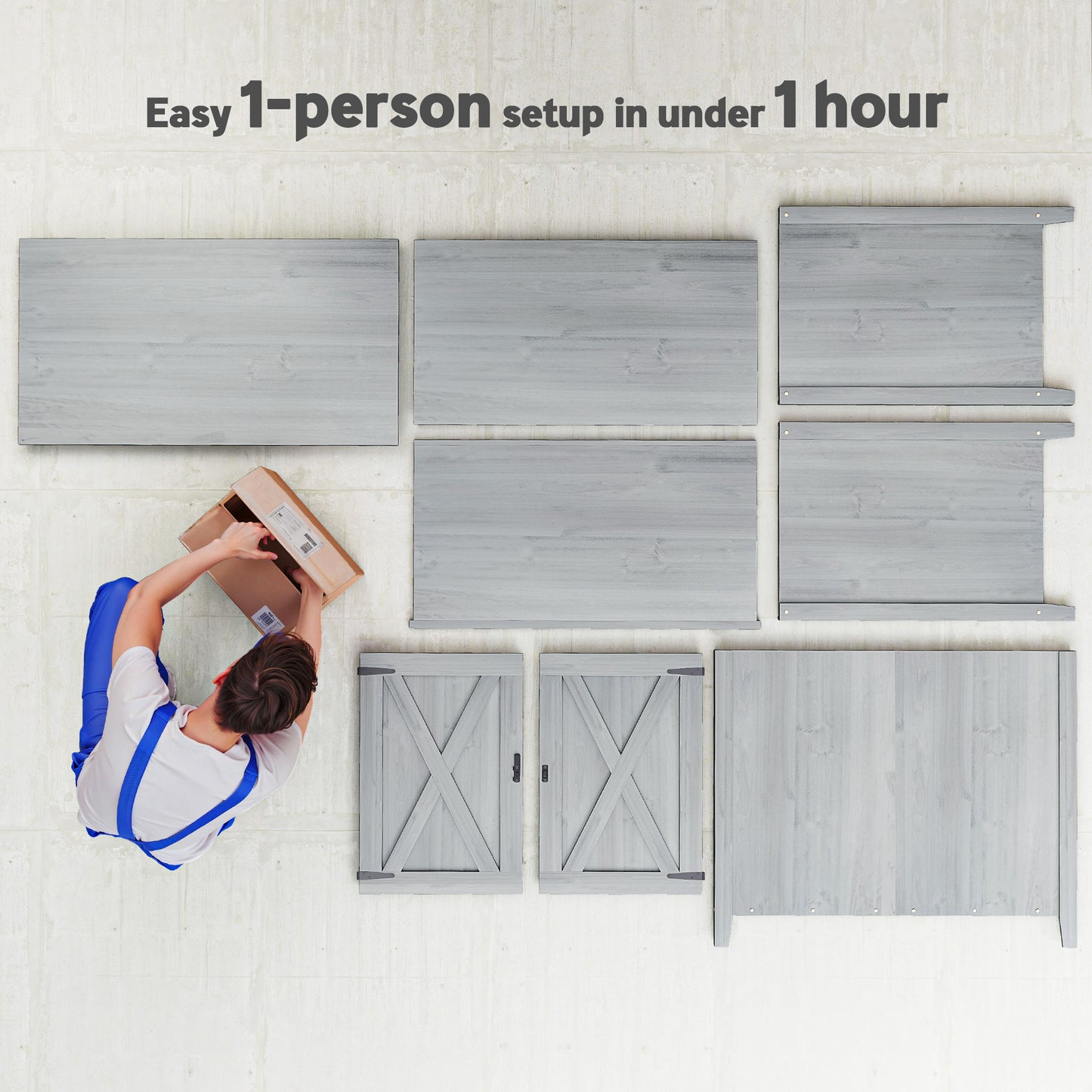 Wooden Outdoor Storage Cabinet for Garden Tools and Supplies