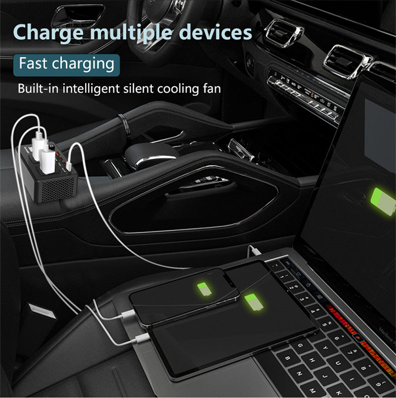 Intelligent Car Inverter PD Fast Charge USB Multi-function Adapter