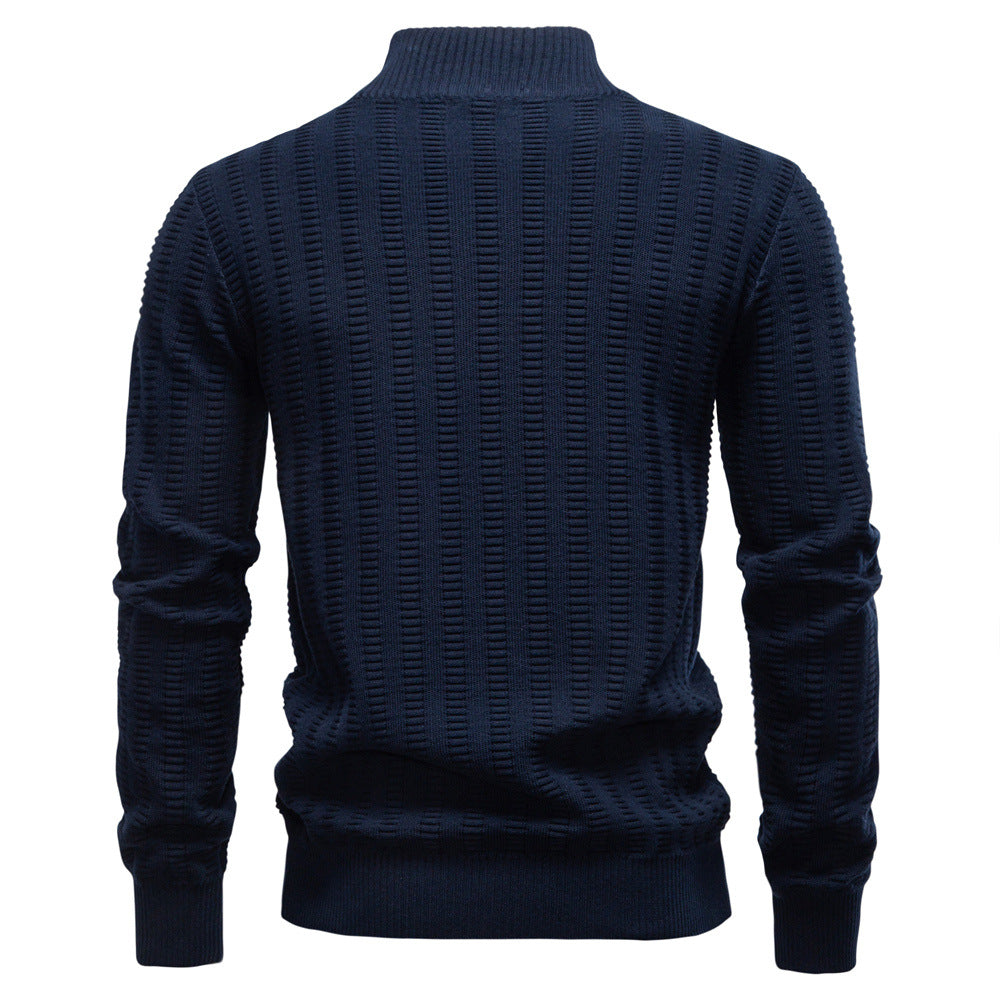 Versatile Striped Jacquard Sweater for Men
