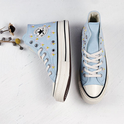 Korean-Inspired High-Top Canvas Shoes with Detailed Stitching