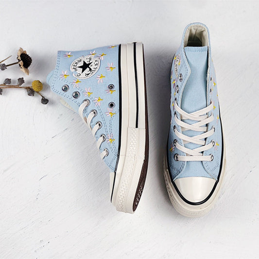 Korean-Inspired High-Top Canvas Shoes with Detailed Stitching