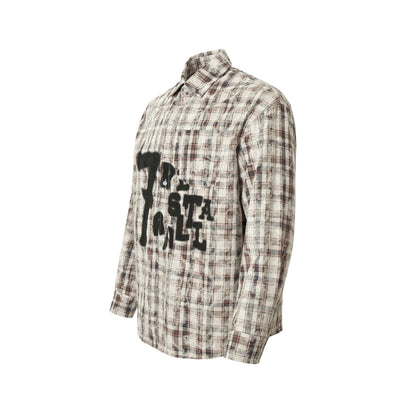 Retro Tie-Dye Plaid Long Sleeve Shirt – Relaxed Fit