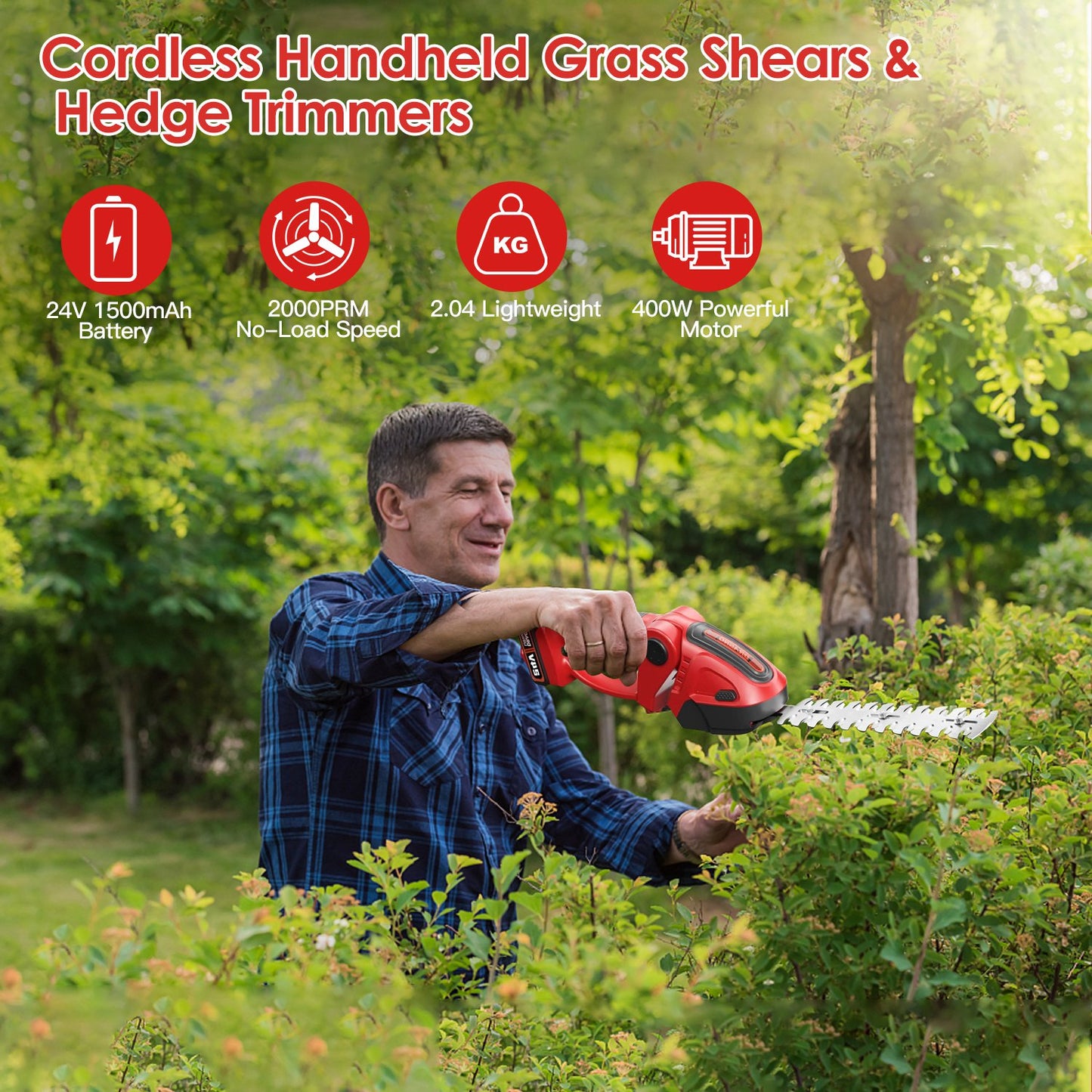2-in-1 24V Cordless Grass Shear Hedge Trimmer