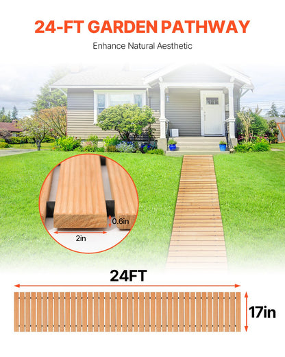 Outdoor Wooden Garden Pathway Roll-Out Lawn Walkway