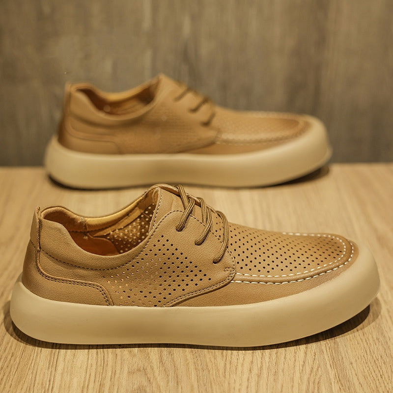 Men’s Genuine Leather Height Boost Casual Lace-Up Shoes