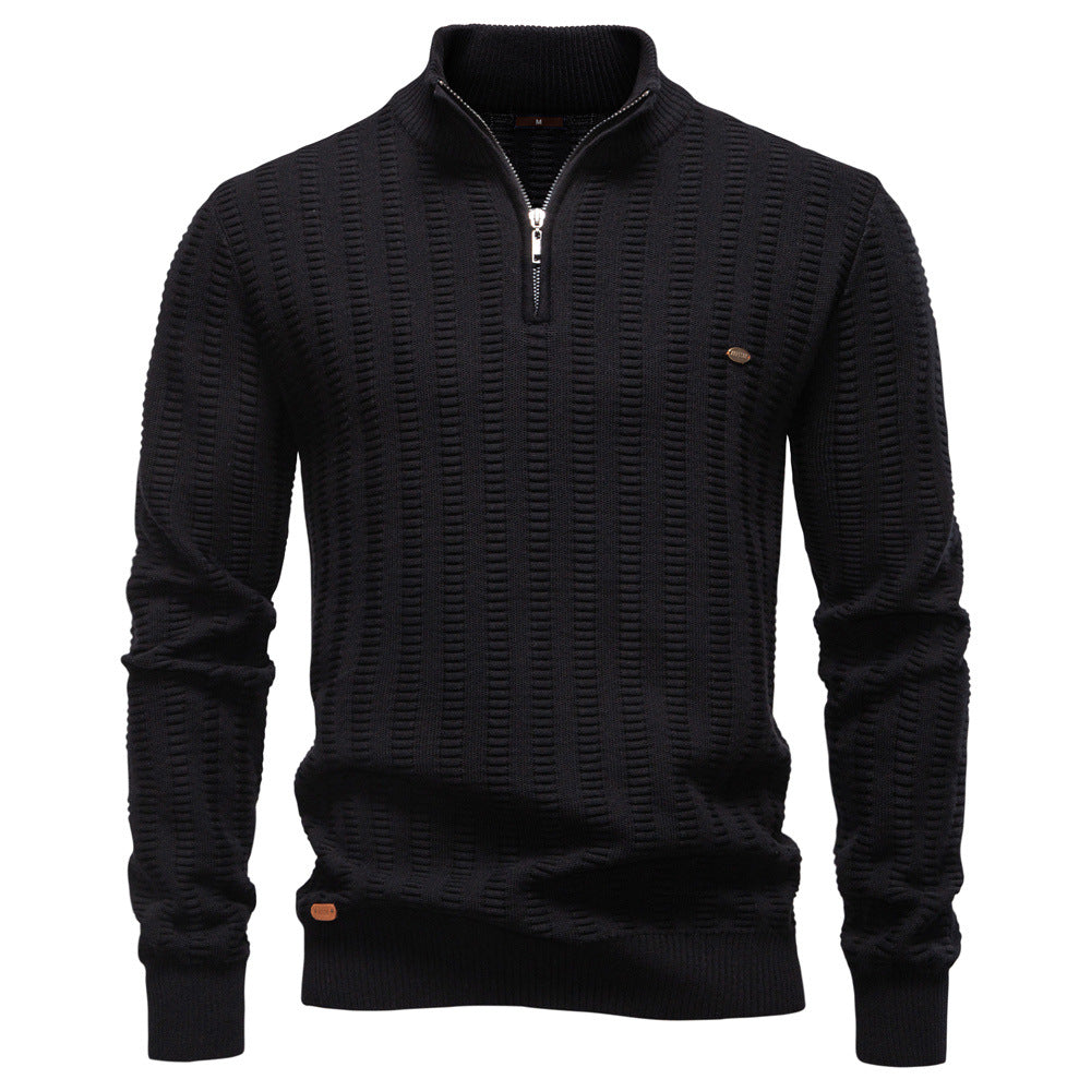 Versatile Striped Jacquard Sweater for Men