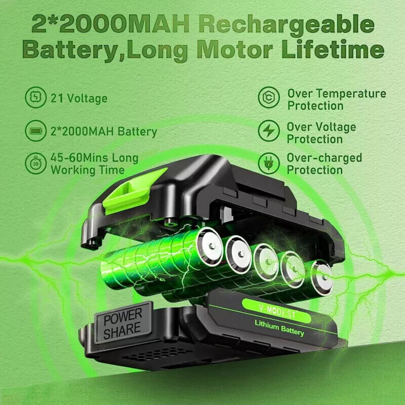 21V Cordless Grass Trimmer – Garden Edger with 2 Batteries