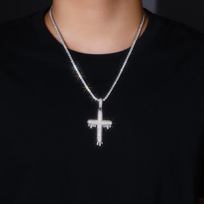 Luxury Moissanite Silver Necklace – Elegant Platinum Finish