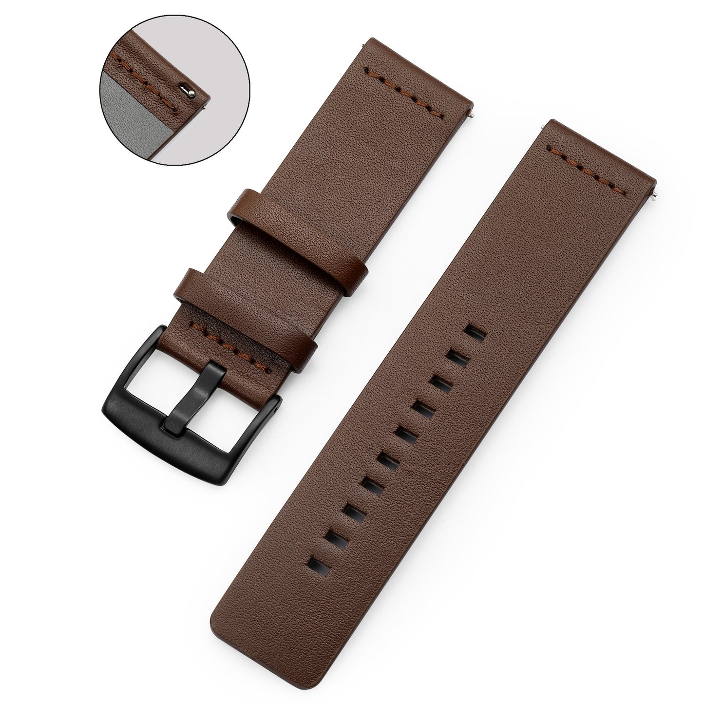 Universal Genuine Leather Strap — Brown, Black Buckle