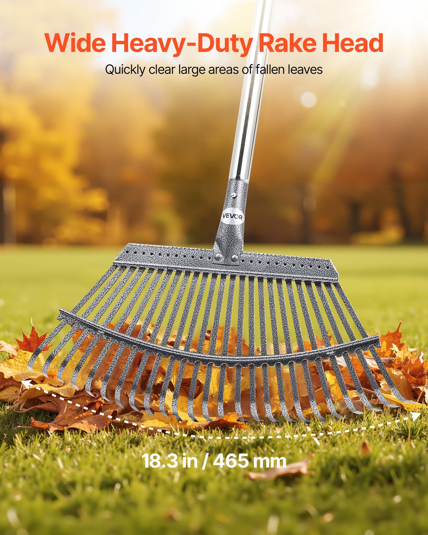 25-Tine Leaf Rake – Adjustable Long Handle Garden Tool
