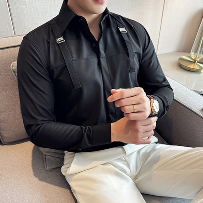 Mens Versatile And Minimalist Casual Cool Long-sleeve Shirt