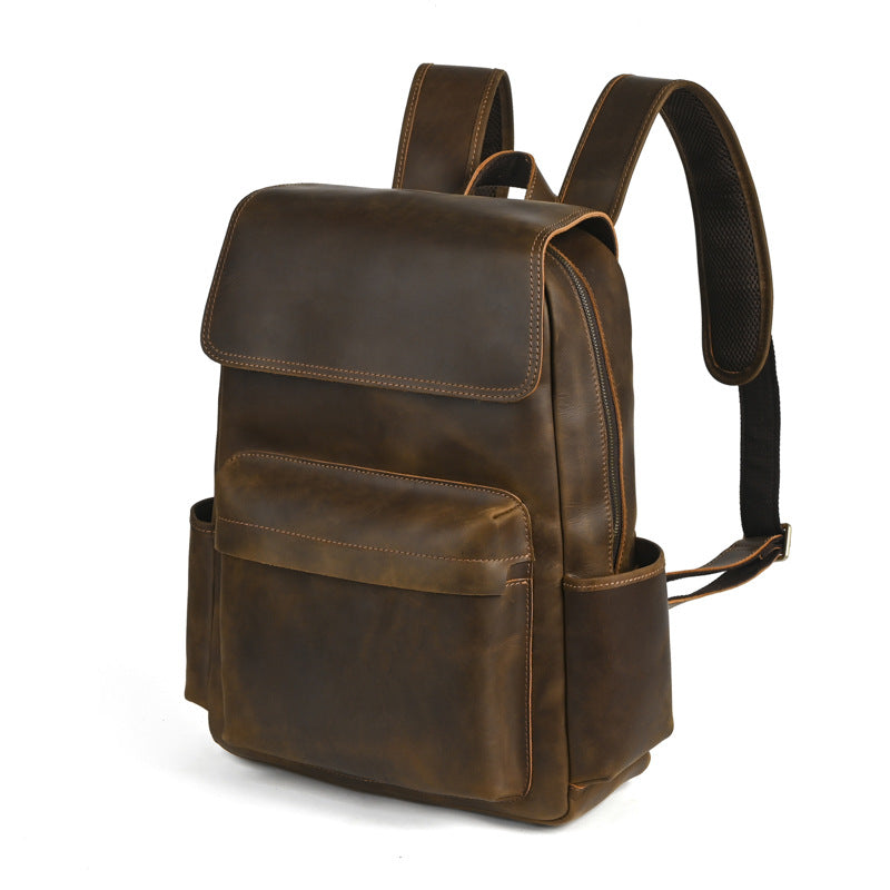 Premium Leather Backpack – Flip-Top, Perfect for Commuting