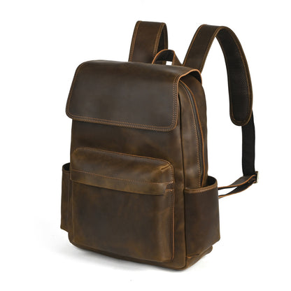 Premium Leather Backpack – Flip-Top, Perfect for Commuting