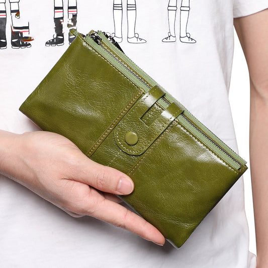 Vintage Style Women’s Leather Long RFID Wallet