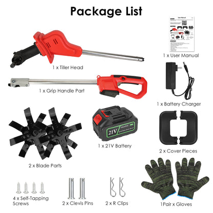 Electric Cordless Lawn Tiller – 4 Blades, 16 Tines