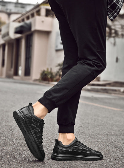 Men's Breathable Patterned Genuine Leather Sneakers
