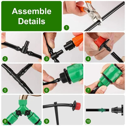 Automatic Drip Irrigation Kit for Garden, Greenhouse & Lawn