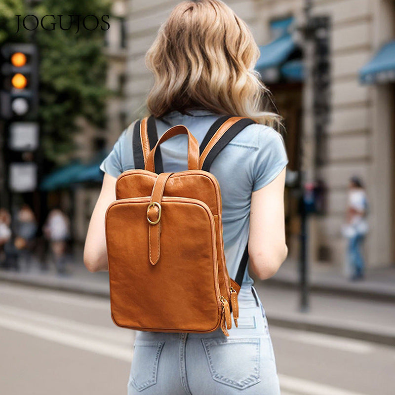 Multi-laminated Retro Genuine Leather Backpack