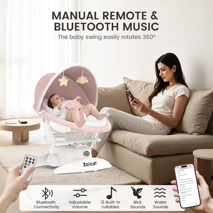 Baby Swing with Motion Sensor, Music, and 3 Modes