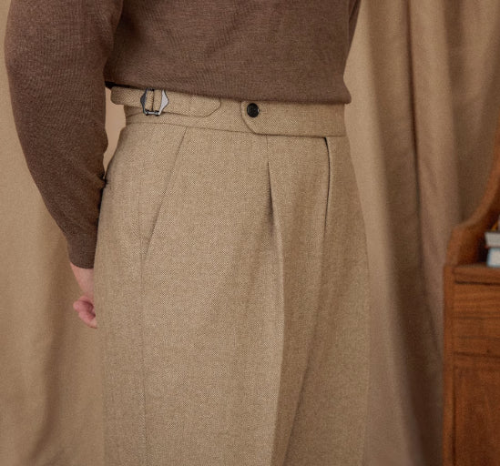 Comfy Wool-Blend High Waist Trousers in Classic Colors