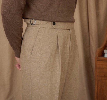 Comfy Wool-Blend High Waist Trousers in Classic Colors