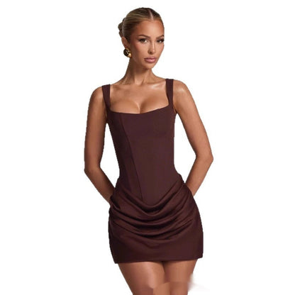 Elegant Tube Top Mini Dress with Shoulder Straps