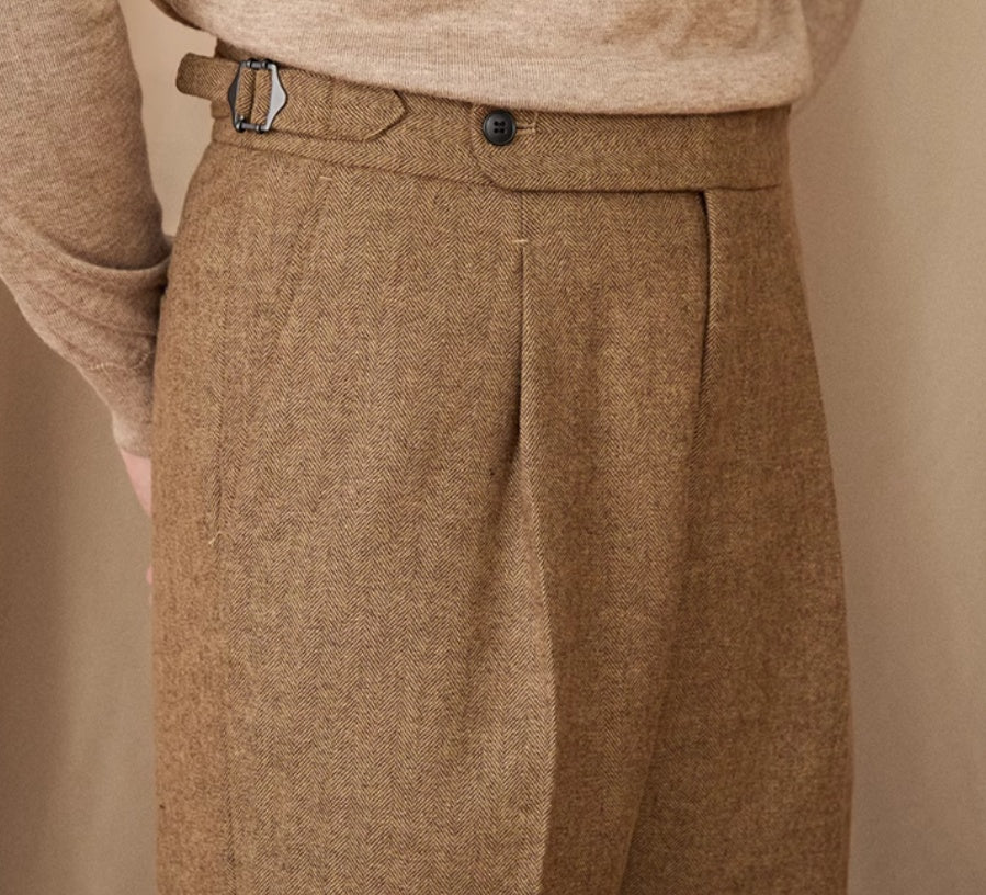 Comfy Wool-Blend High Waist Trousers in Classic Colors