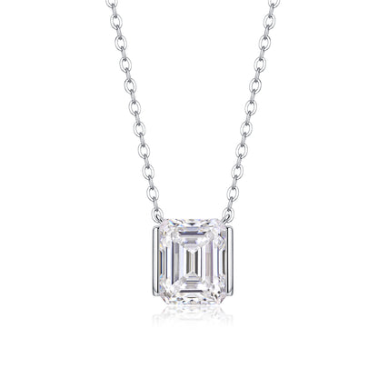 Platinum Plated Moissanite Necklace – Compact Luxury That Shines
