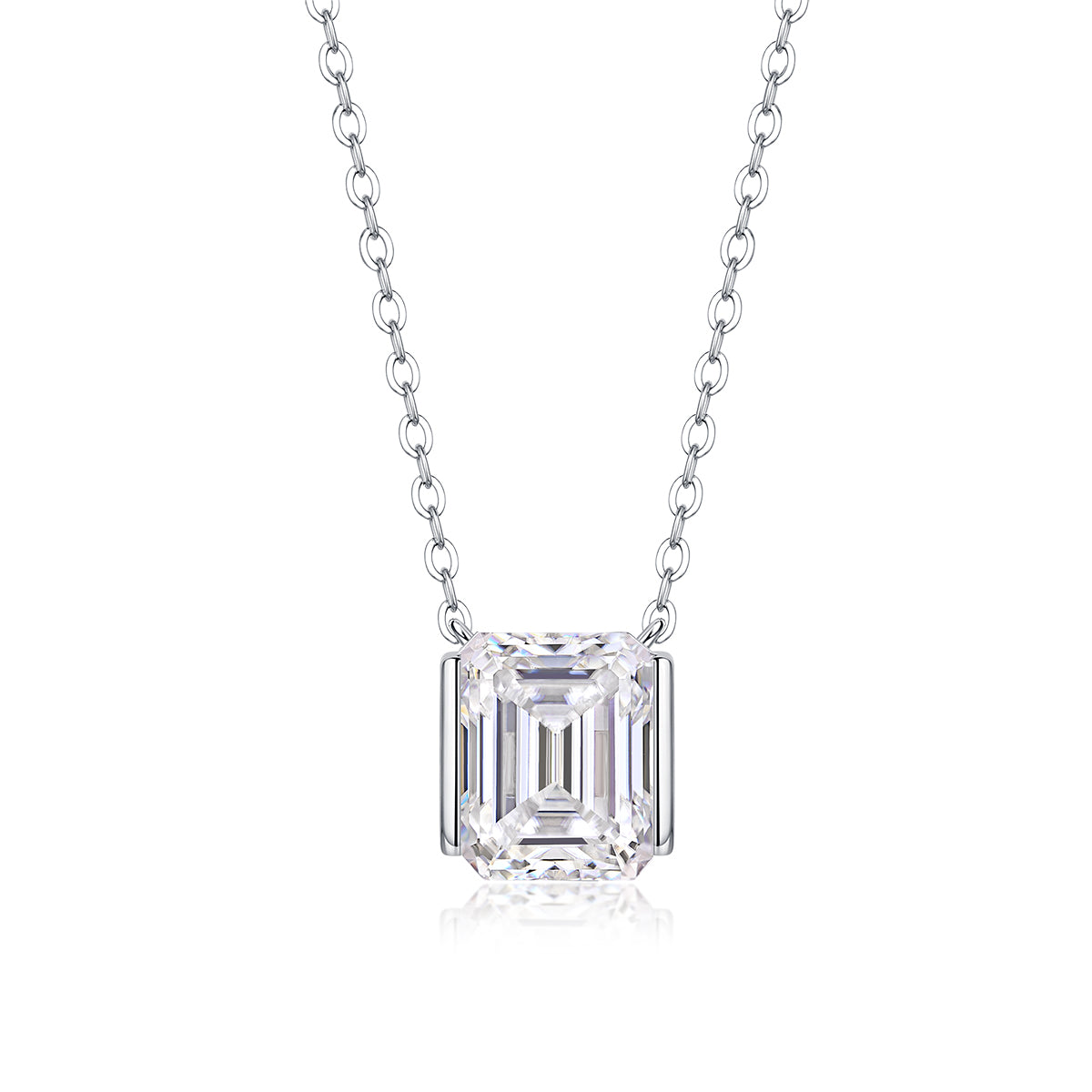 Platinum Plated Moissanite Necklace – Compact Luxury That Shines
