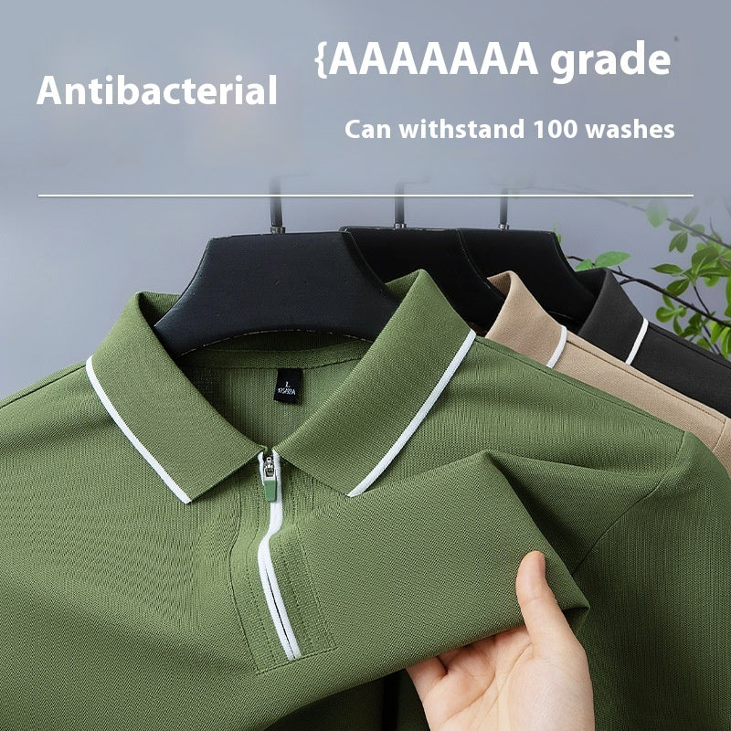 Breathable Cotton Men's Polo with Modern Zipper Design