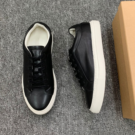 Breathable Genuine Leather Lace-Up Sneakers – All-Match Casual Shoes
