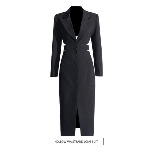 Long Shirt Midriff Outfit Design High Sense Solid Color Suit Coat For Women Autumn