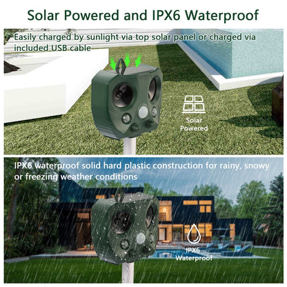 Solar Ultrasonic Animal Repeller for Garden & Yard Protection