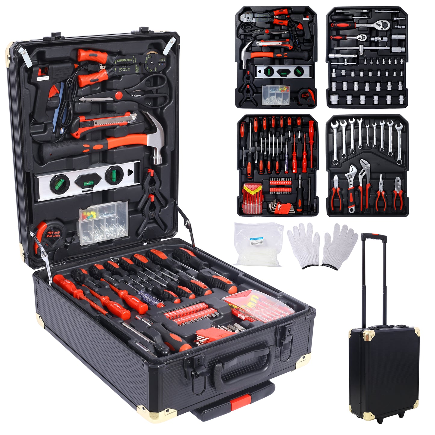 Professional 969pcs Home Maintenance Tool Set Rolling Box