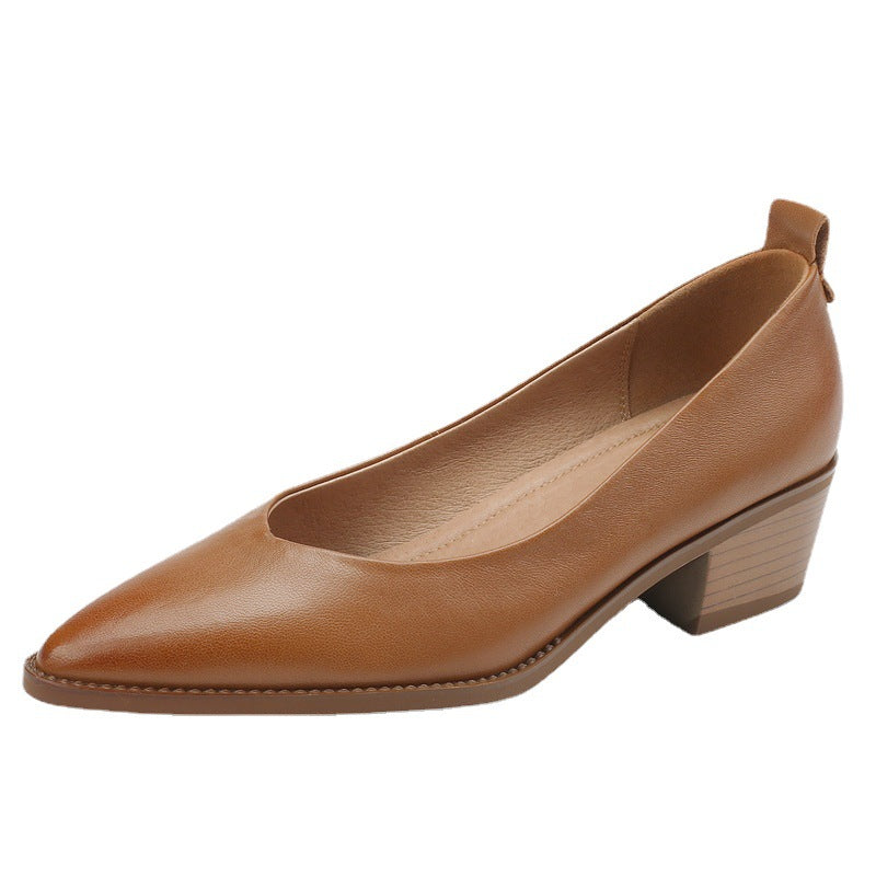 Genuine Sheepskin Leather Slip-On Heels for Women