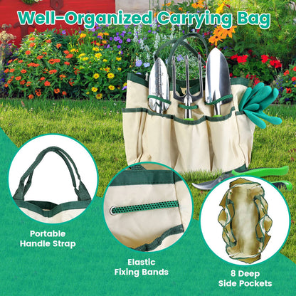13-Piece Ergonomic Garden Tool Set with Carry Bag