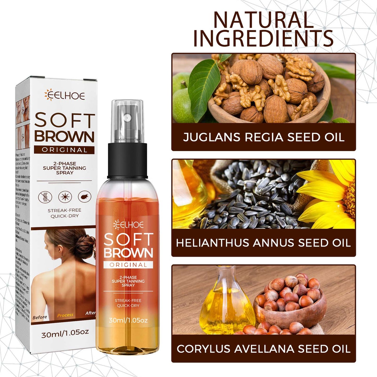 Natural Wheat Bronze Tanning Spray for Healthy Looking Skin