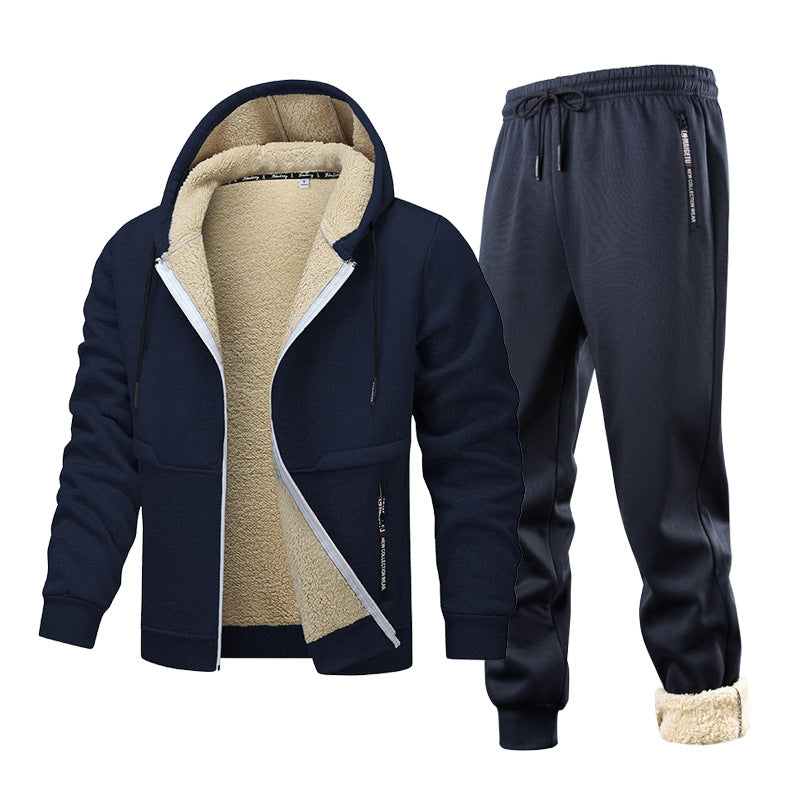Men’s Fleece-Lined Quilted Hoodie Jacket Comfort Set