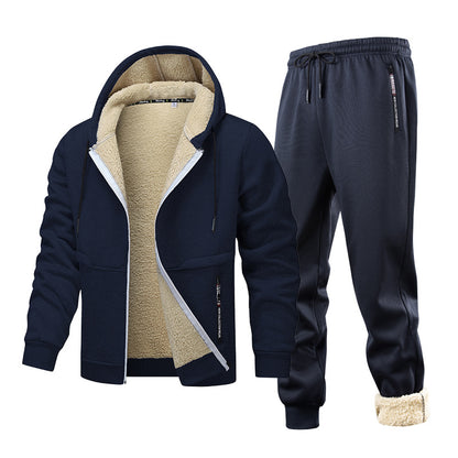 Men’s Fleece-Lined Quilted Hoodie Jacket Comfort Set