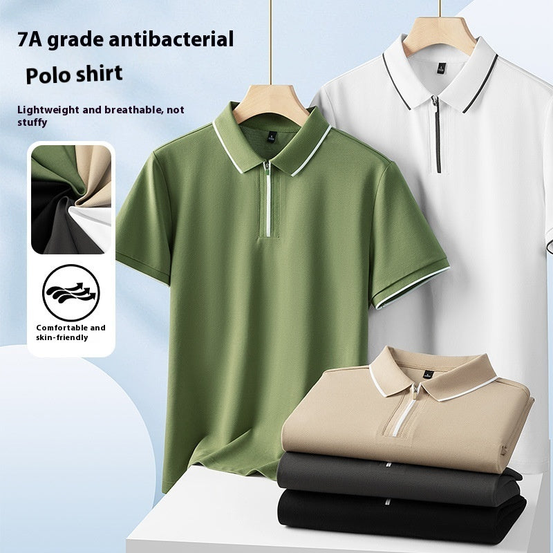 Breathable Cotton Men's Polo with Modern Zipper Design