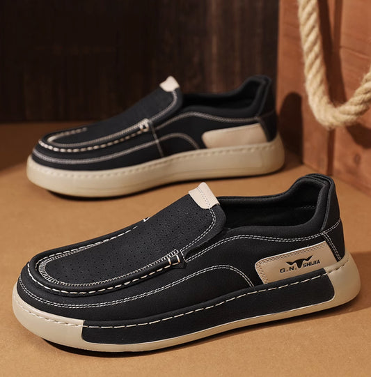 Men's Breathable Hollow Genuine Leather Slip-On Shoes