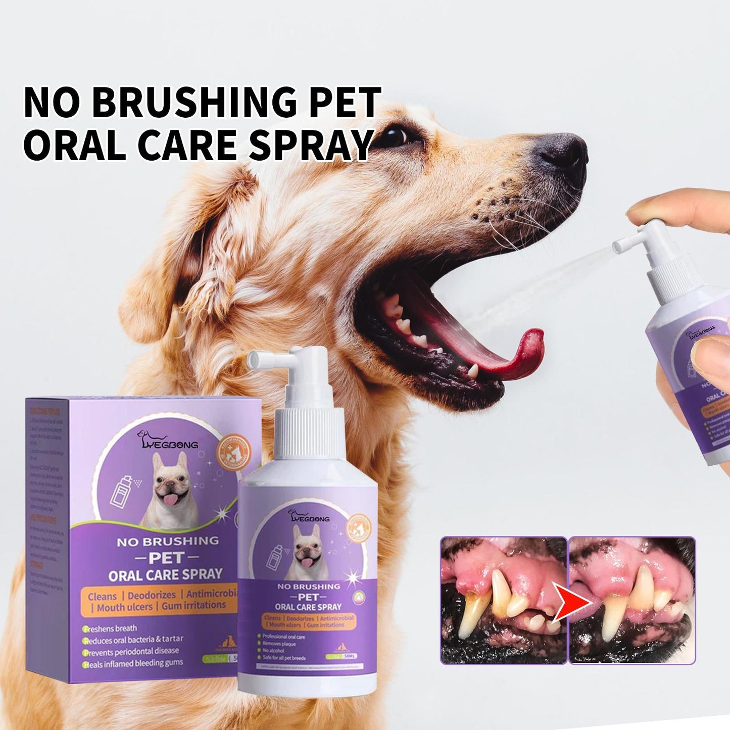 Dog and Cat Oral Care Spray Fresh Breath Solution
