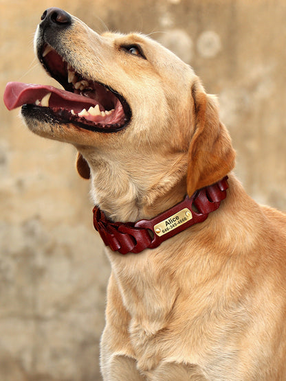 Dog Braided Genuine Leather Dog Collar