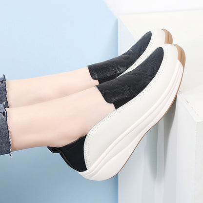 Women’s White Chunky Sneakers High Heel Slip-On Style