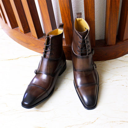 Classic Men’s High-Top Boots – Genuine Cowhide Leather