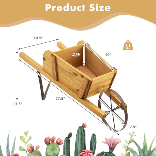 Wooden Garden Wagon Planter with 9 Magnetic Accessories
