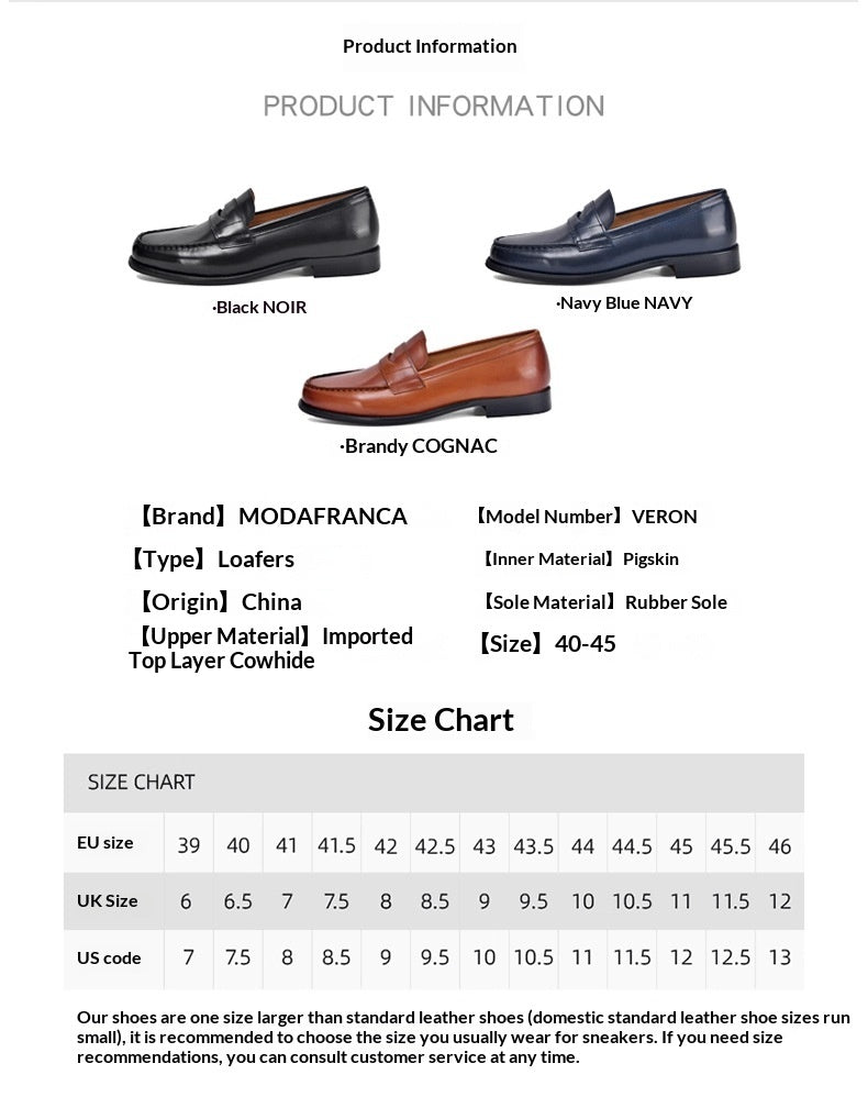 Genuine Leather Men’s Loafers – Stylish British Slip-On Comfort