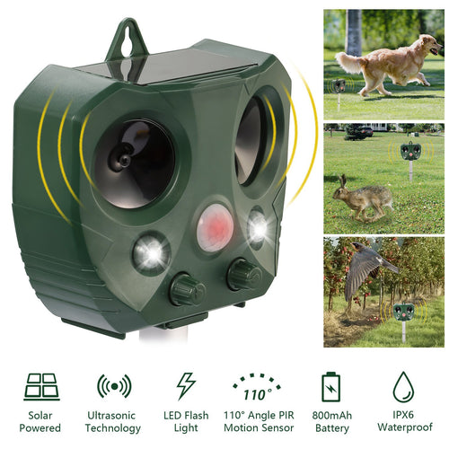 Solar Ultrasonic Animal Repeller for Garden & Yard Protection