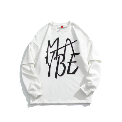 Men's Cozy Cotton Crew Neck Letter Graphic Sweatshirt