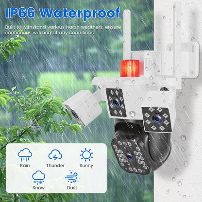 1080P HD 4-Way Camera, Spotlights & Siren, Two-Way Audio
